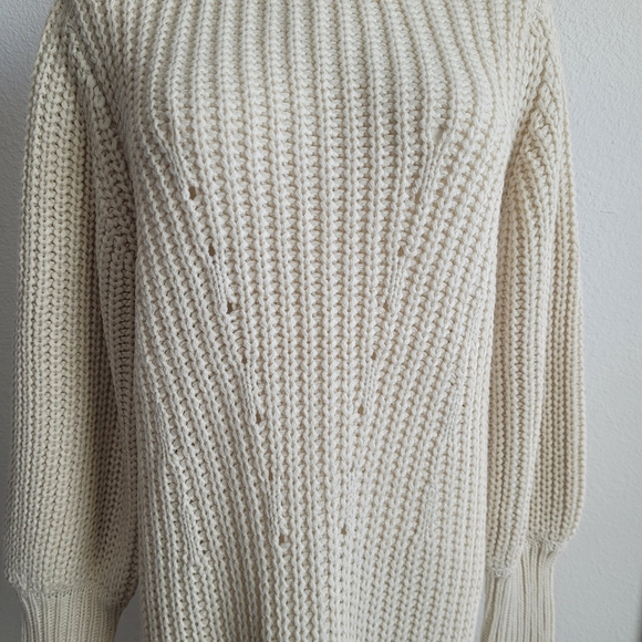 Anthropologie Moon River Cream Knit Sweater Dress with Button Detail Size Small - Picture 3 of 9